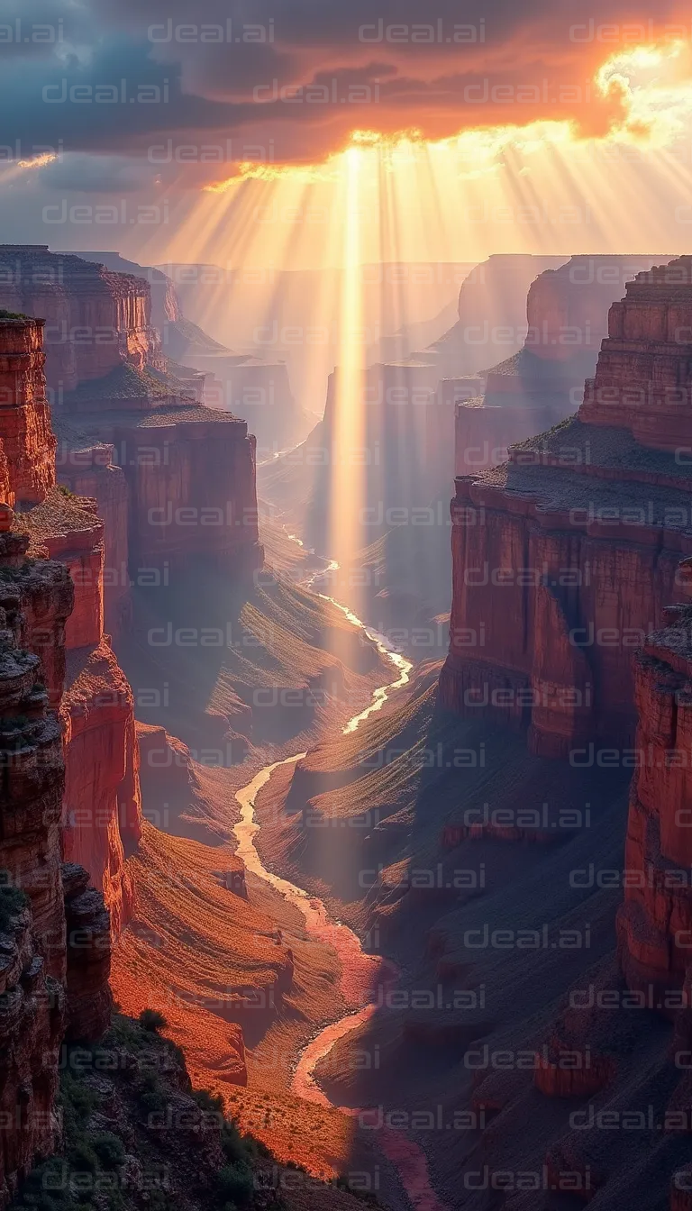 "Sunbeams Illuminate Grand Canyon Vista"