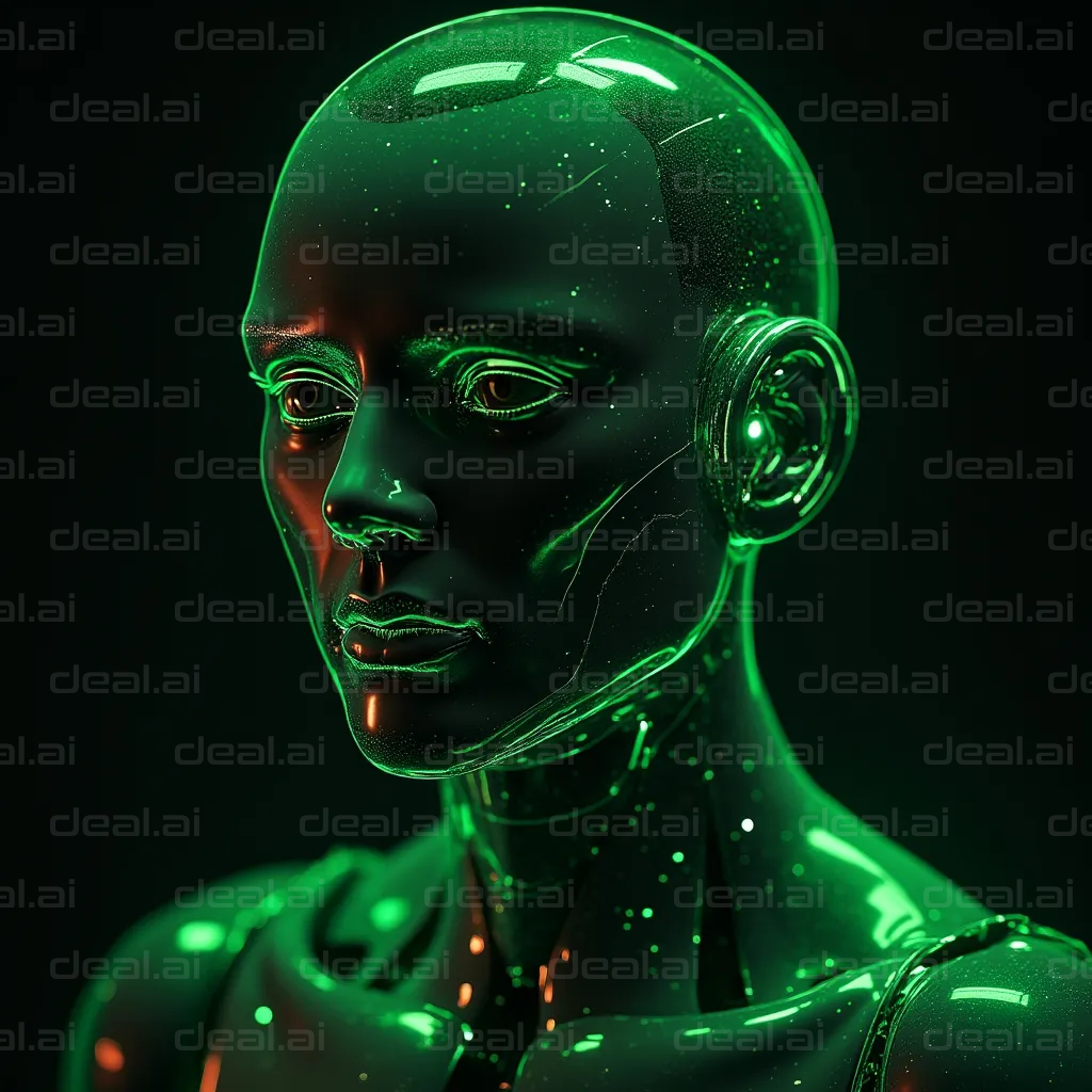 Futuristic Green Cybernetic Figure