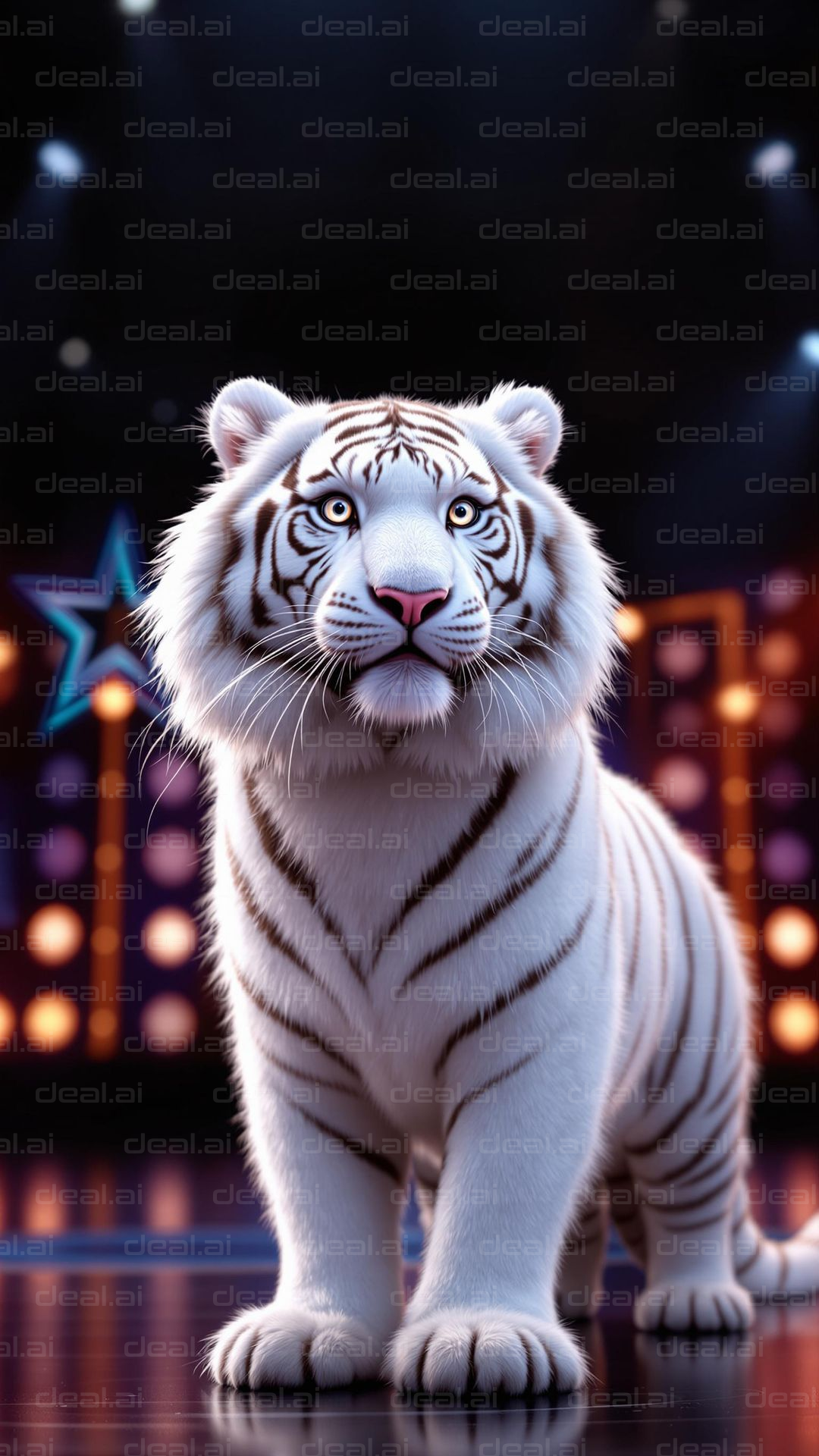 Majestic White Tiger on Stage