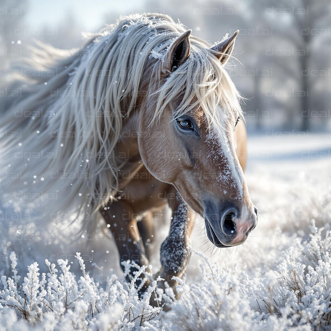 Snowy Gallop in Winter Splendor