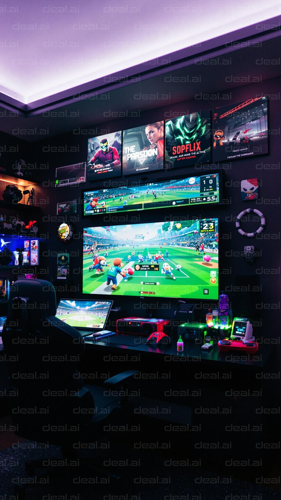 Epic Gaming Setup with LED Lighting