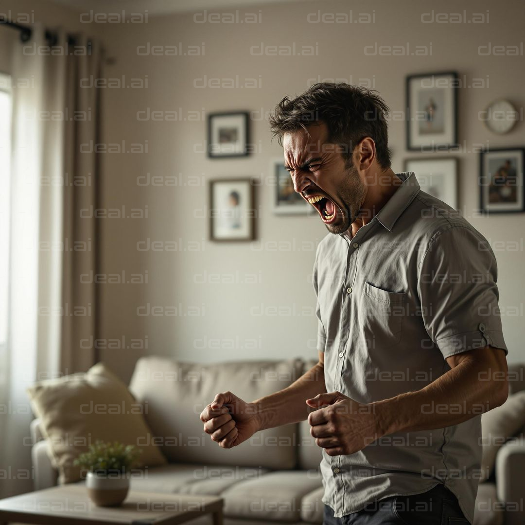 Man Expressing Frustration at Home