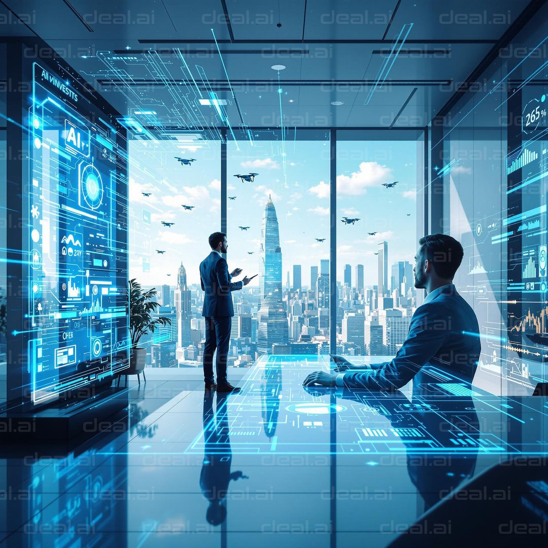Futuristic City Office with AI Tech