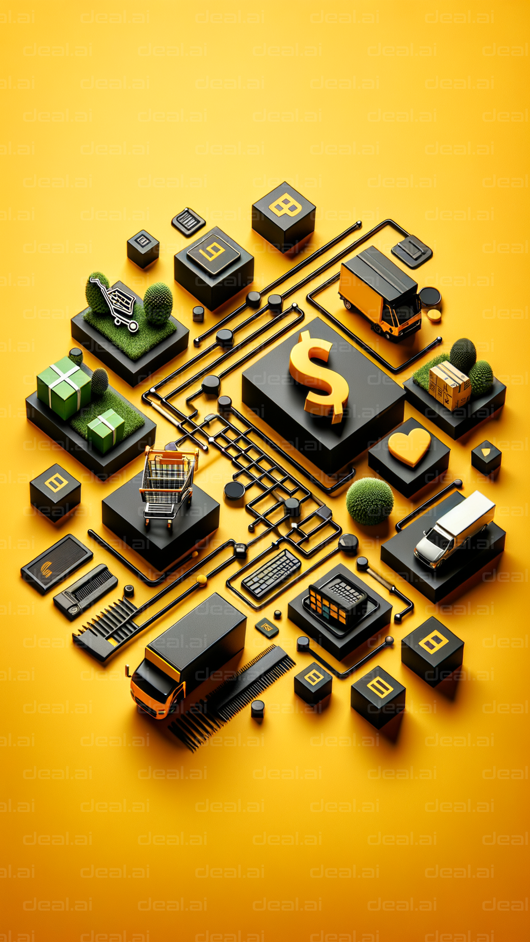 "Connected Online Shopping Concept Art"