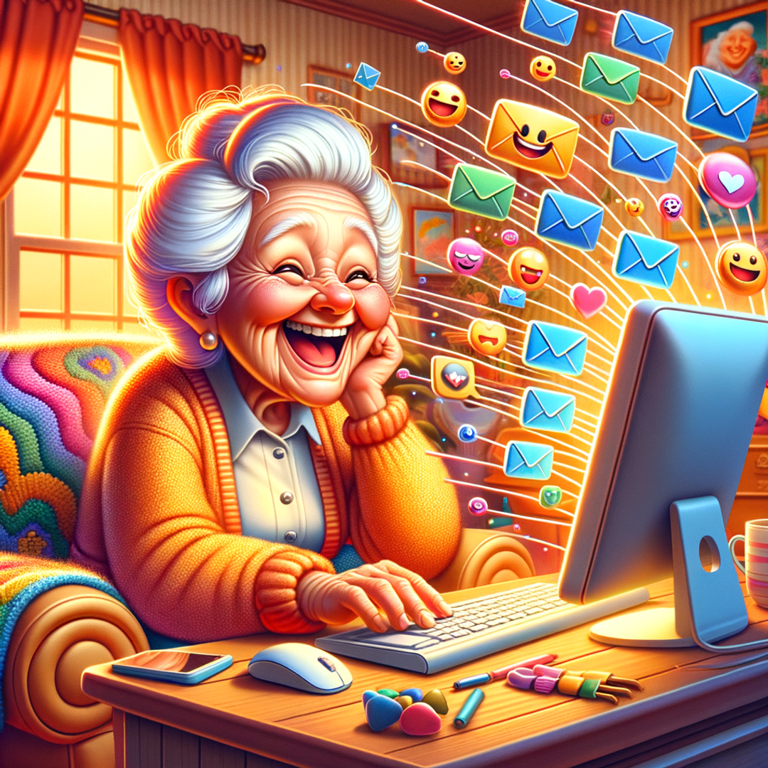 "Joyful Online Messaging Granny"