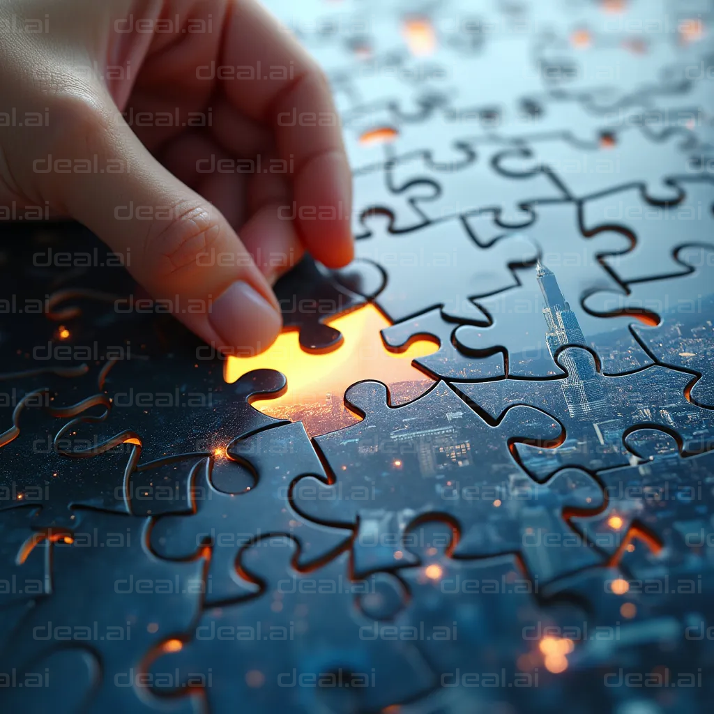 "Completing the City Puzzle at Sunset"