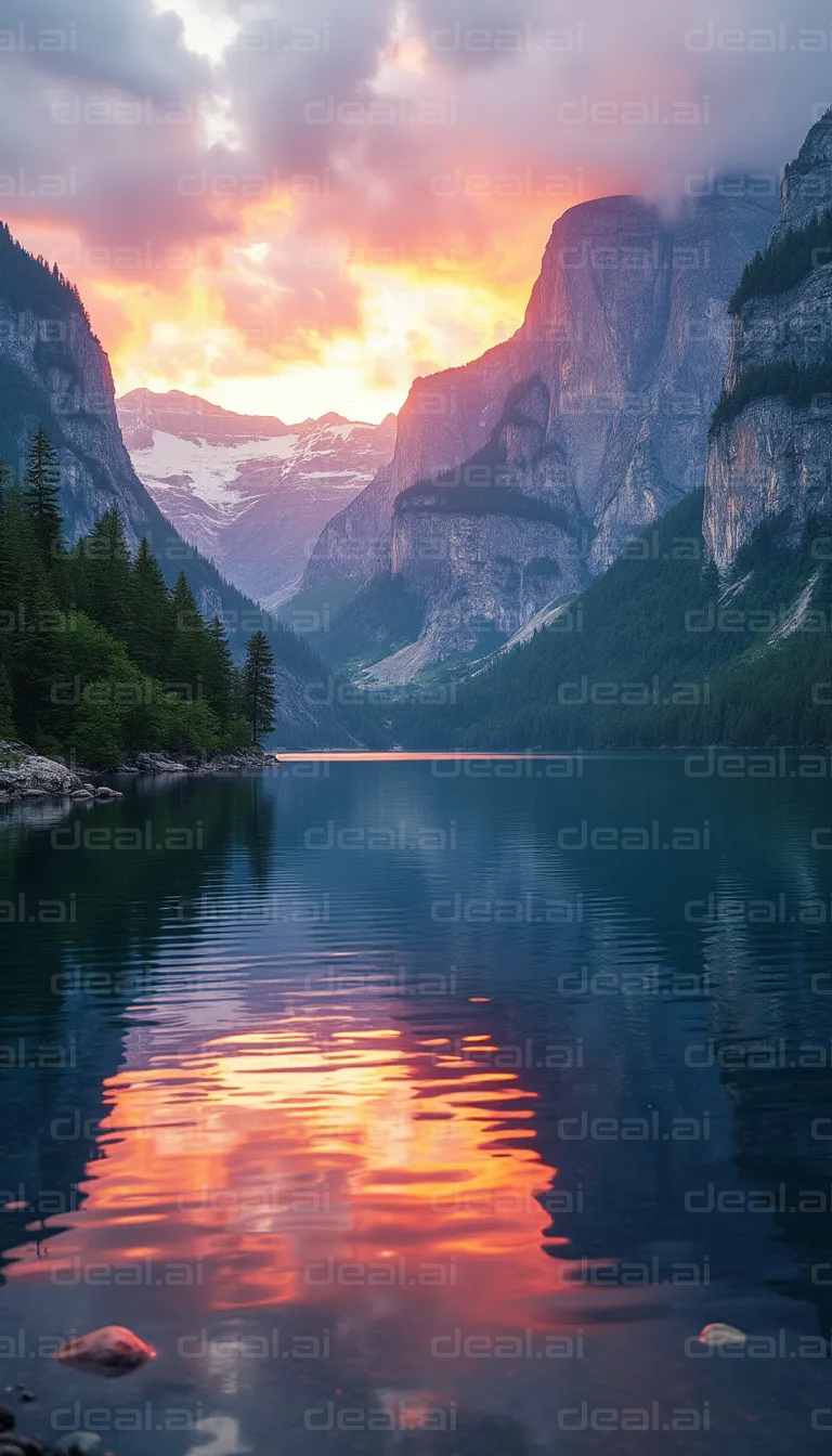 Sunset Reflections in a Mountain Lake