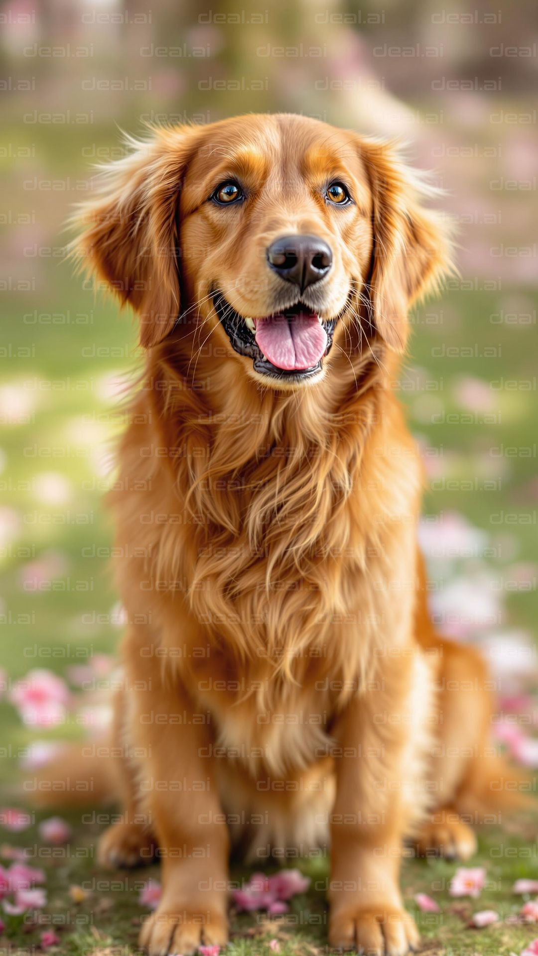 Golden Retriever Smiling in the Park