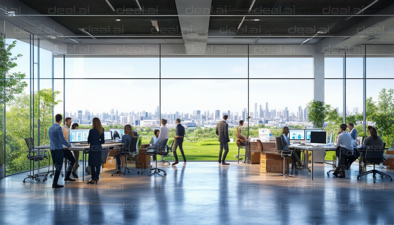 Modern Office Workspace with City View