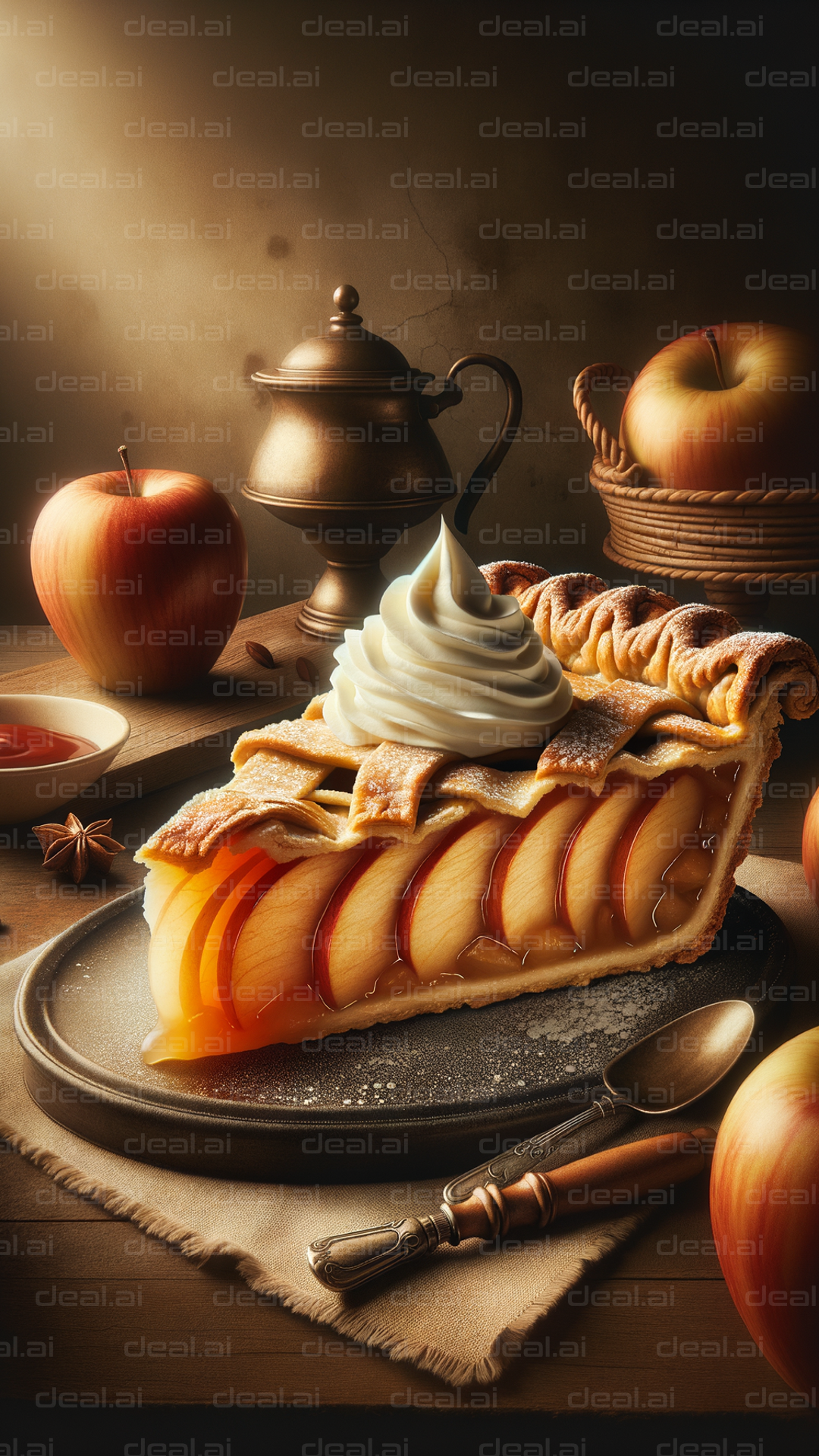 Whipped Cream Apple Pie Slice