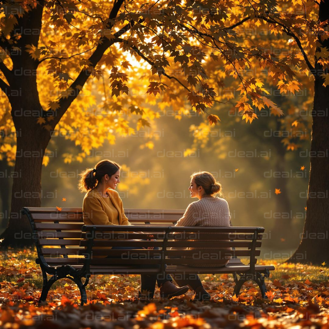 Autumn Chat Under Golden Leaves