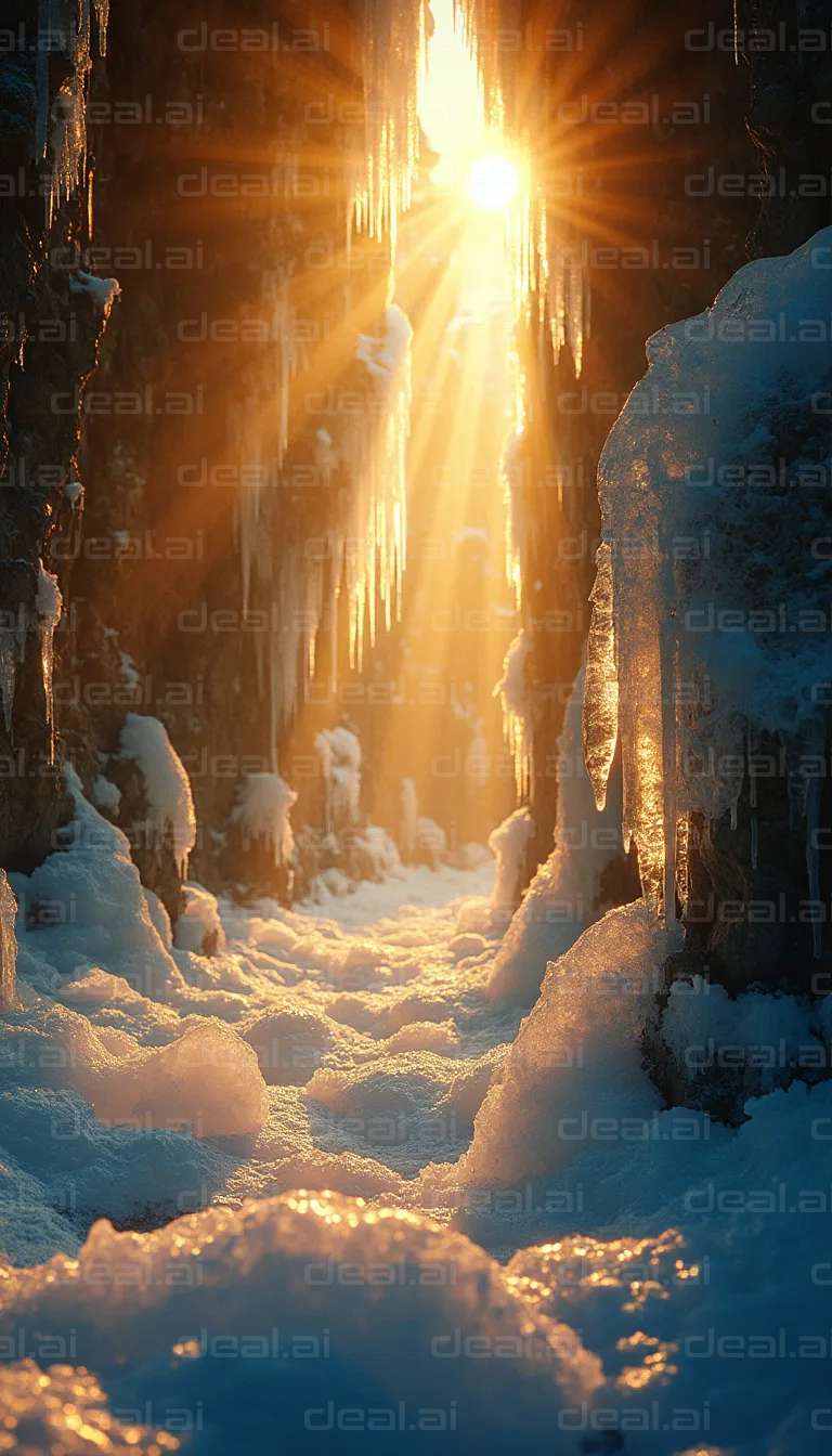 Sunlight Streaming Through Ice Cavern