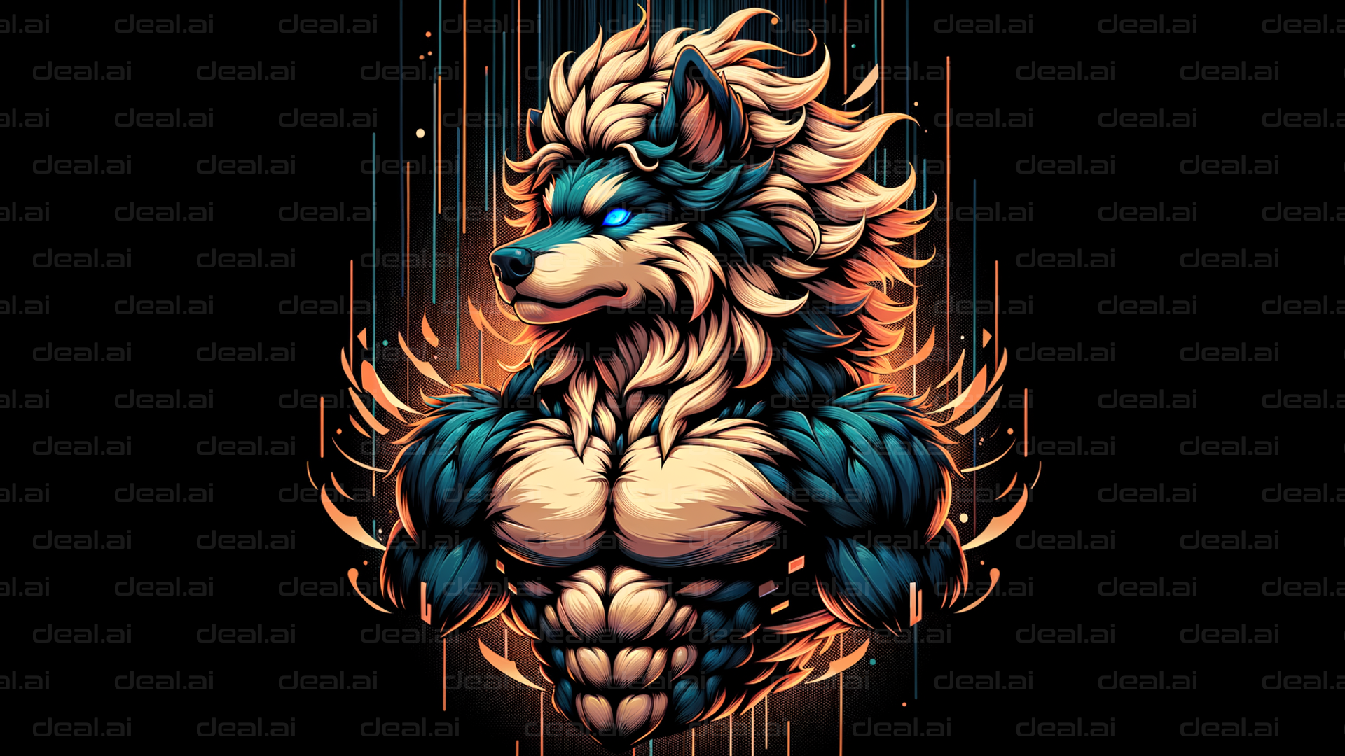 "Mythical Warrior Wolf Artwork"