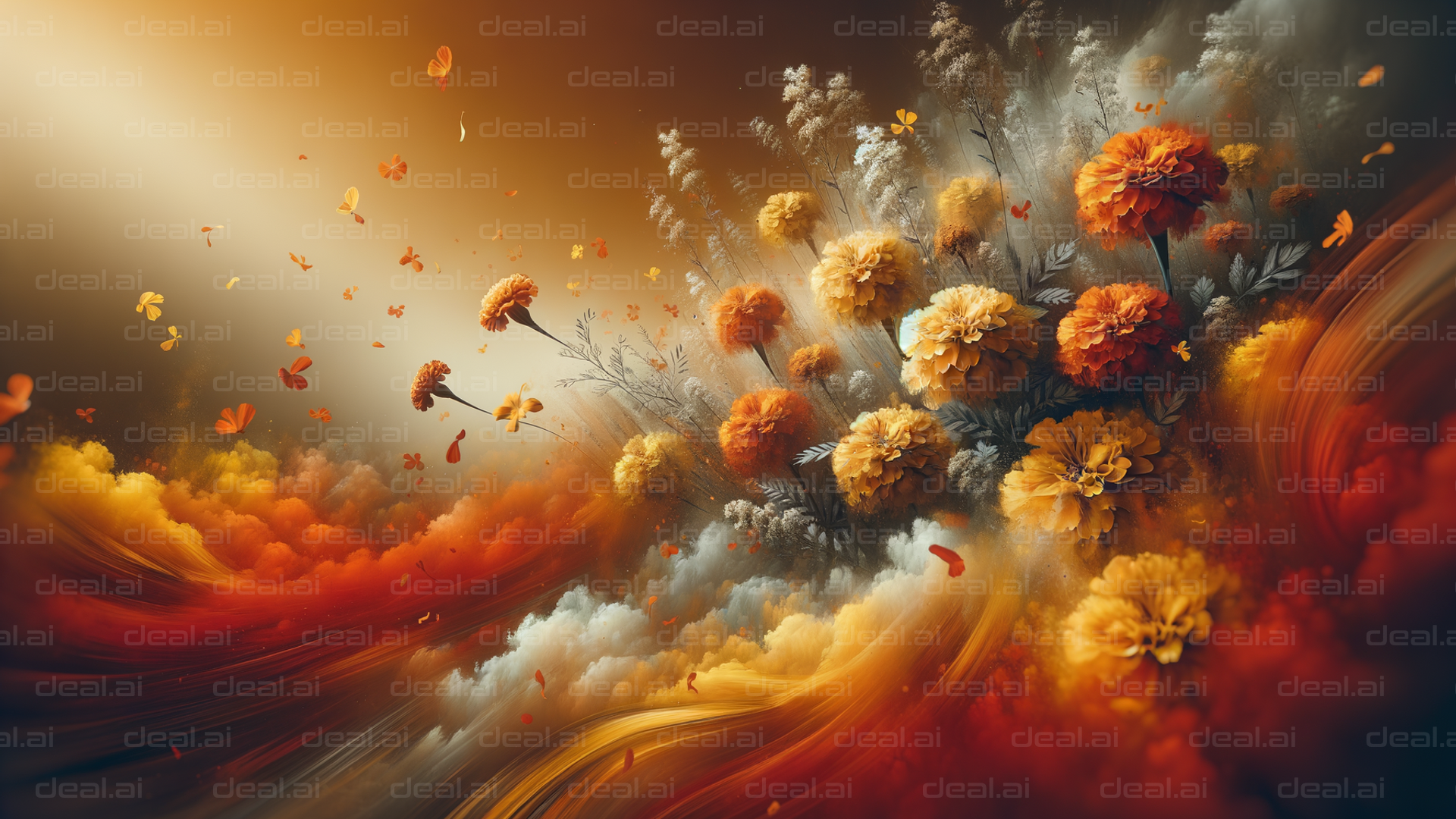 "Whimsical Marigold Dreamscape"