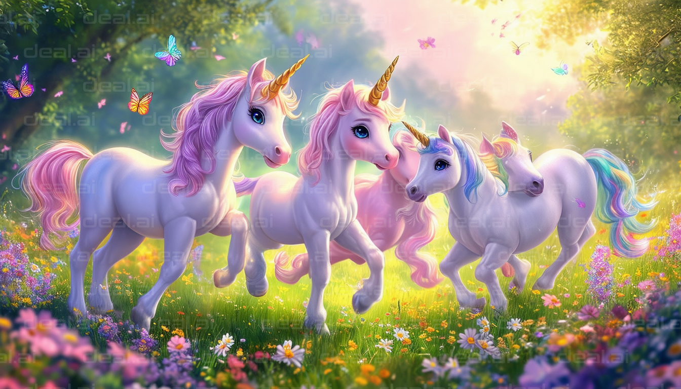 "Unicorns in a Magical Meadow"