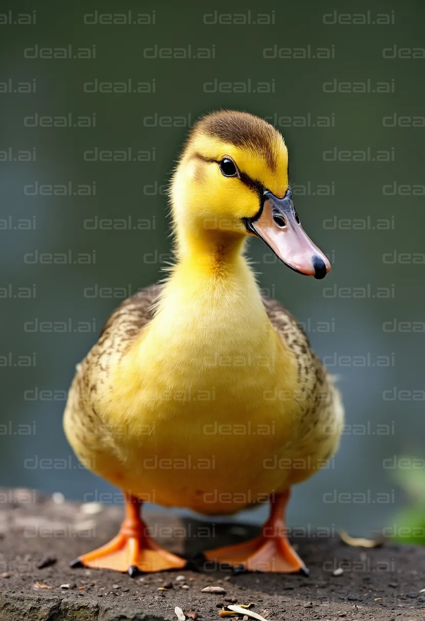 Adorable Yellow Duckling Portrait