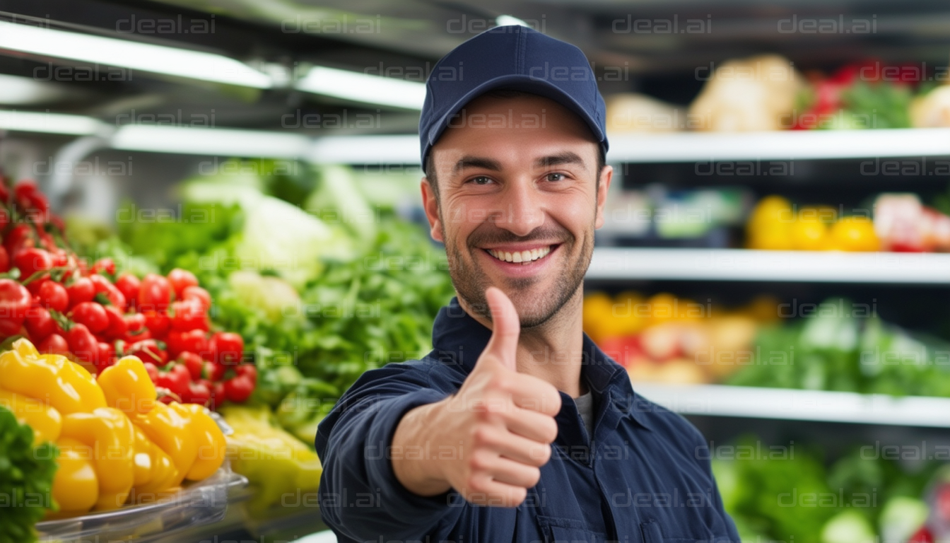 Grocery Store Employee Giving Thumbs Up
