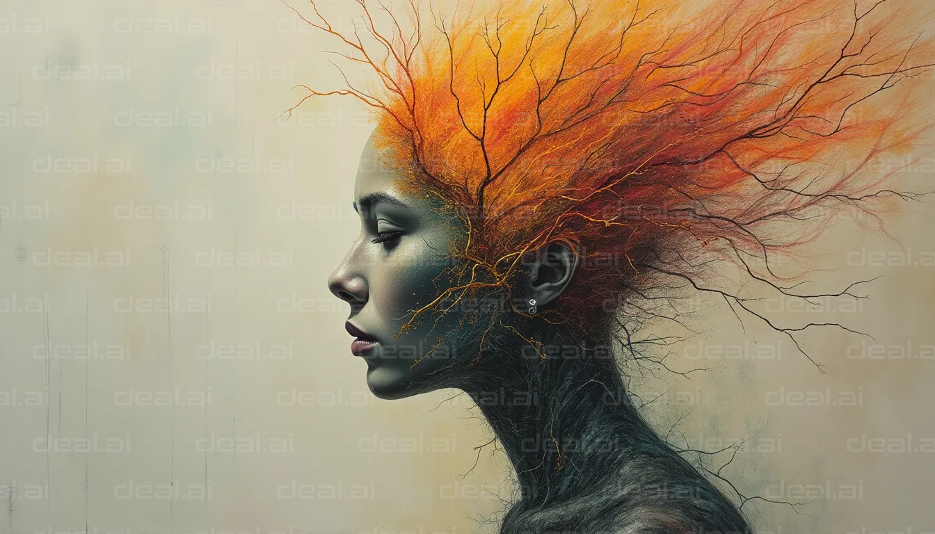 "Woman with Fiery Branch-Like Hair"