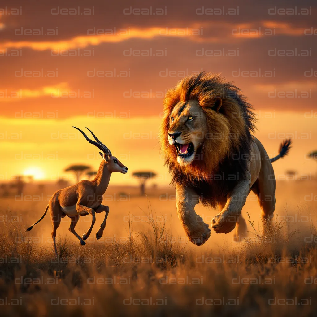 Lion's Sunset Chase