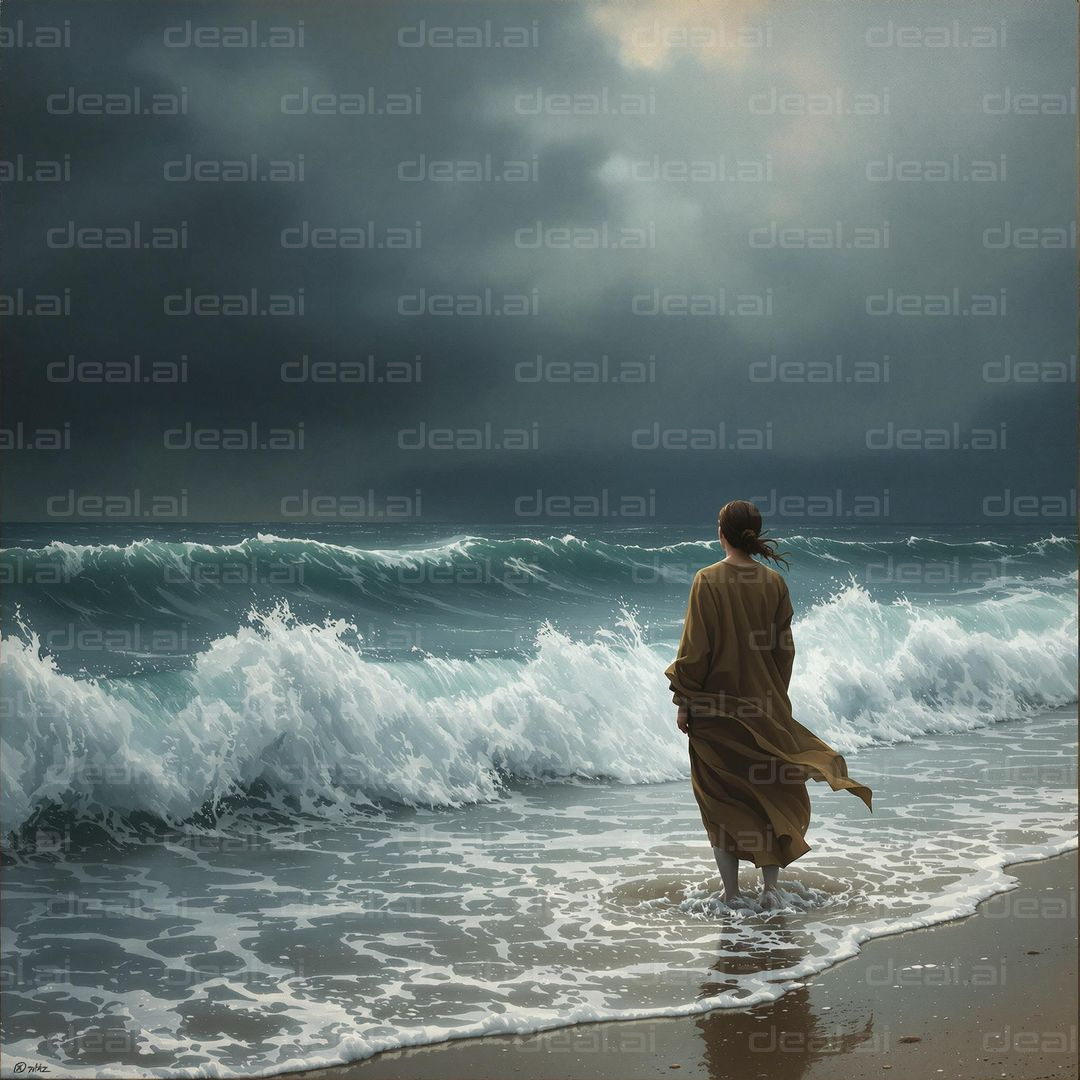 "Contemplation by the Stormy Sea"