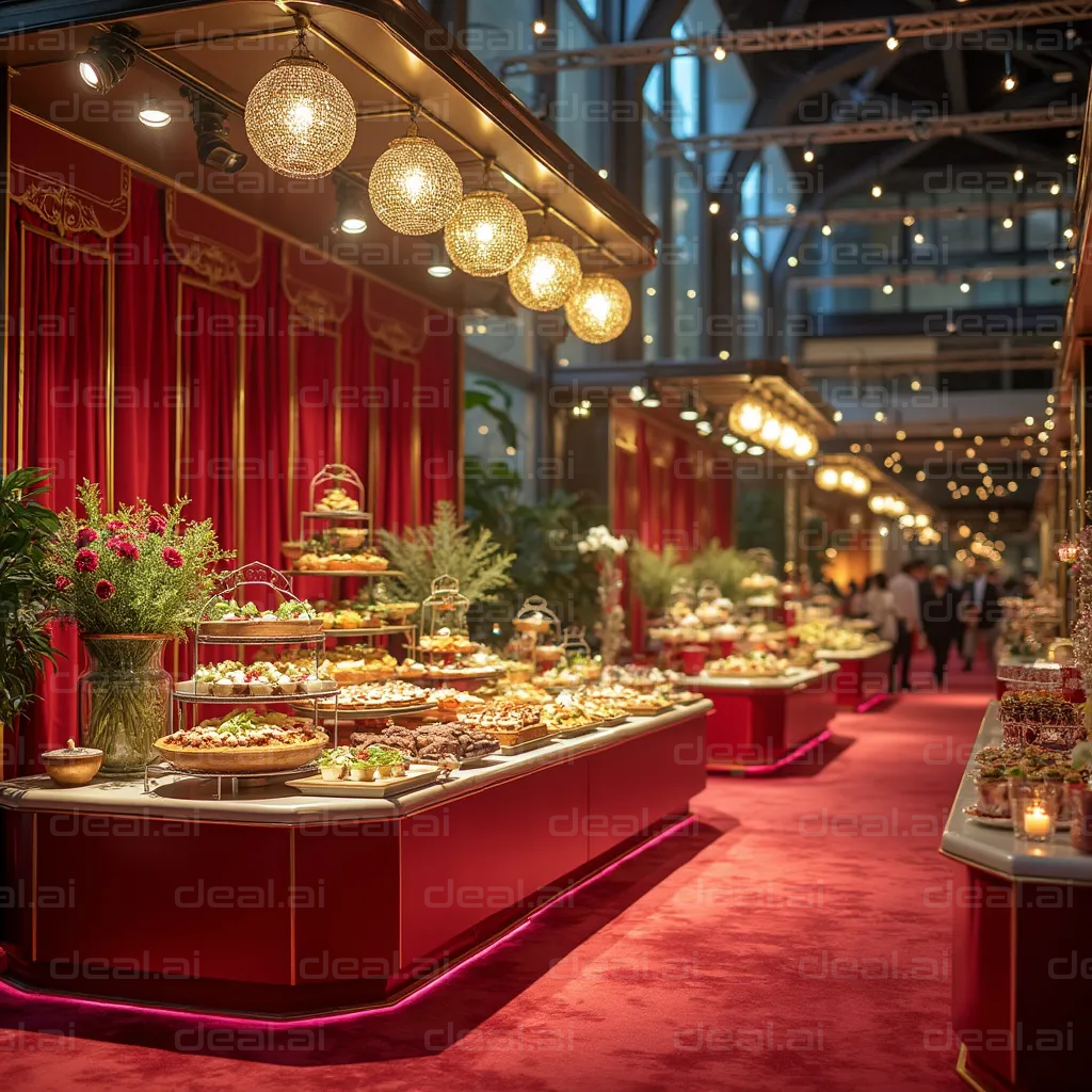 Elegant Banquet Buffet with Red Decor