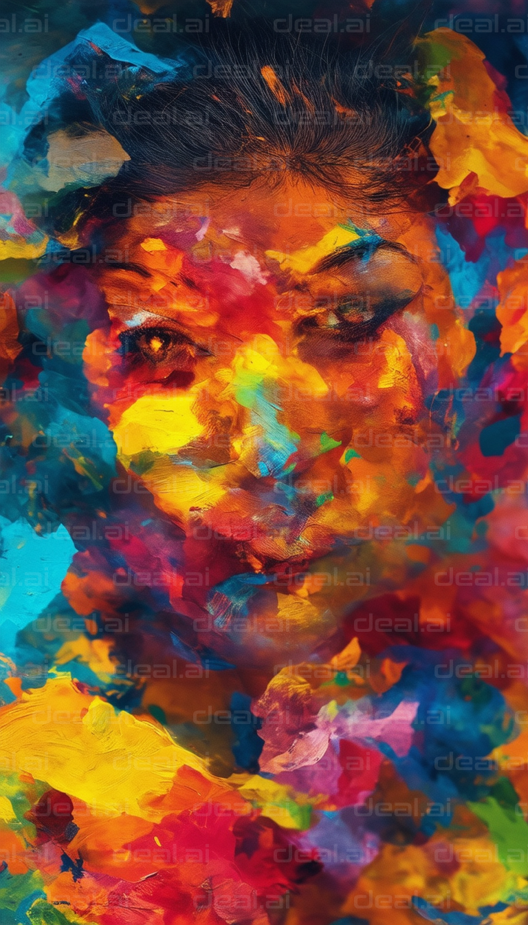 "Vibrant Abstract Face Portrait"