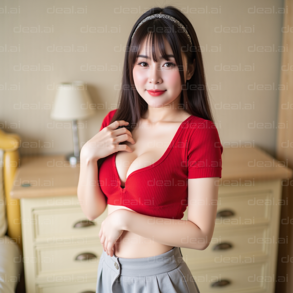 "Stylish Outfit in Cozy Room"