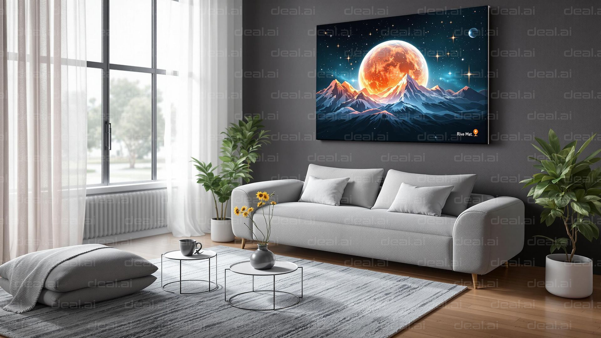 Modern Living Room with Cosmic Art
