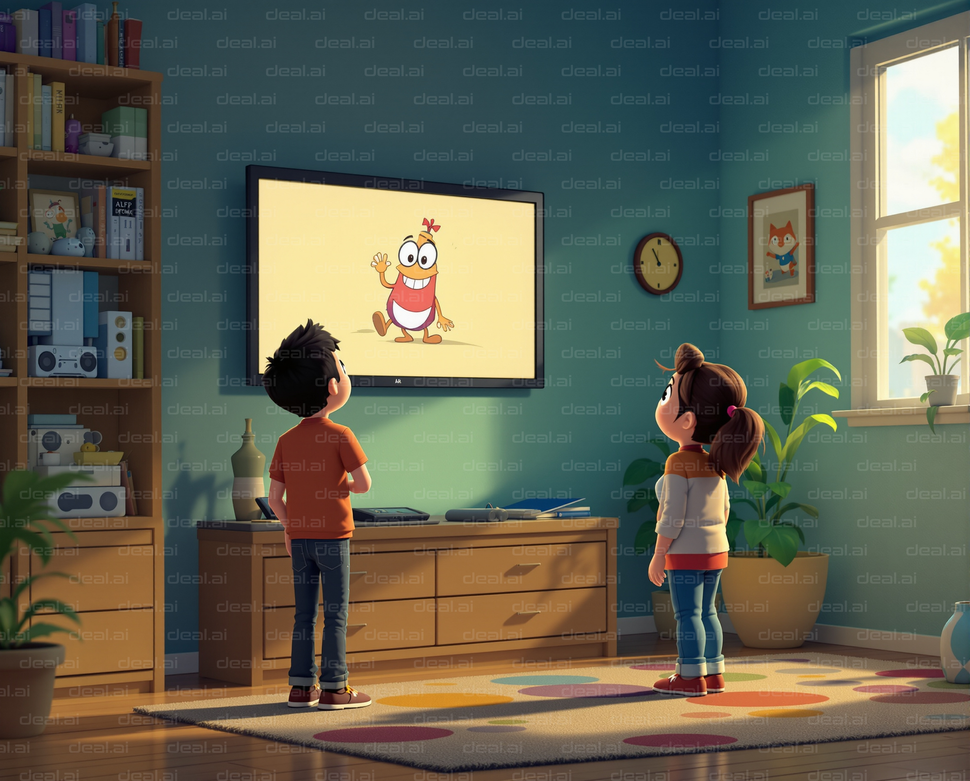 Kids Enjoying a Cartoon Show