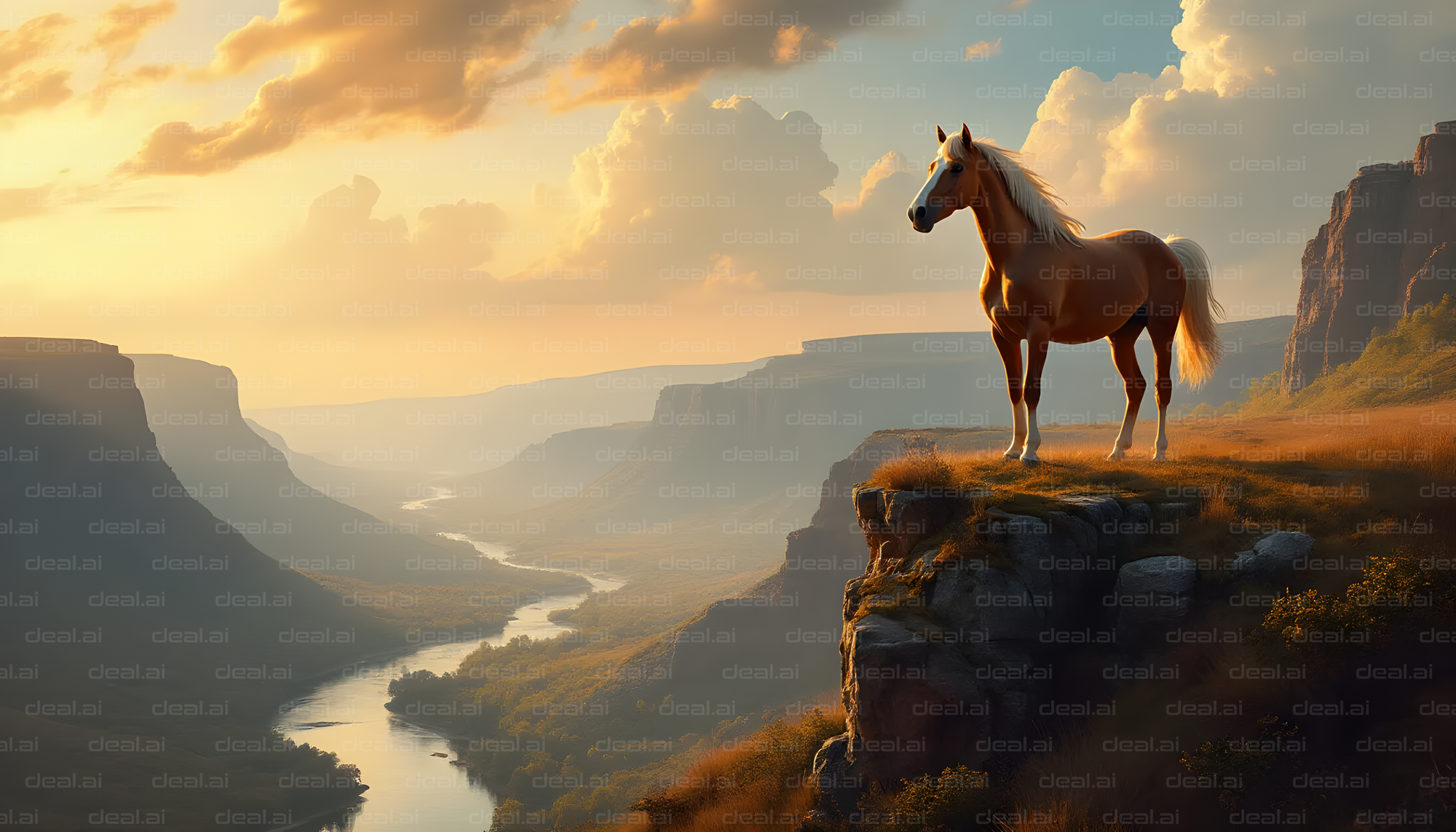 "Majestic Horse Over Canyon View"