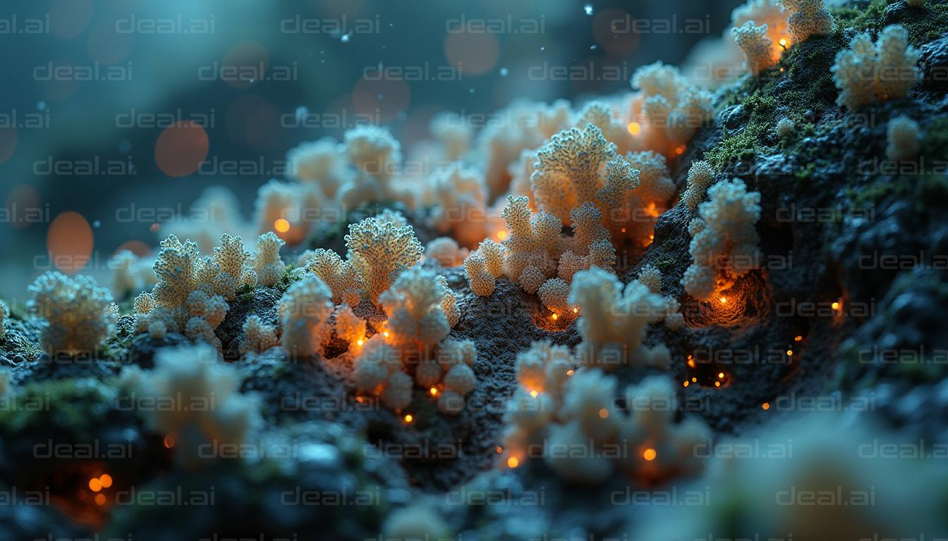 Glowing Coral Reefs in Deep Ocean