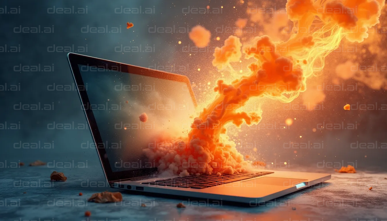 "Fiery Explosion from Laptop Screen"