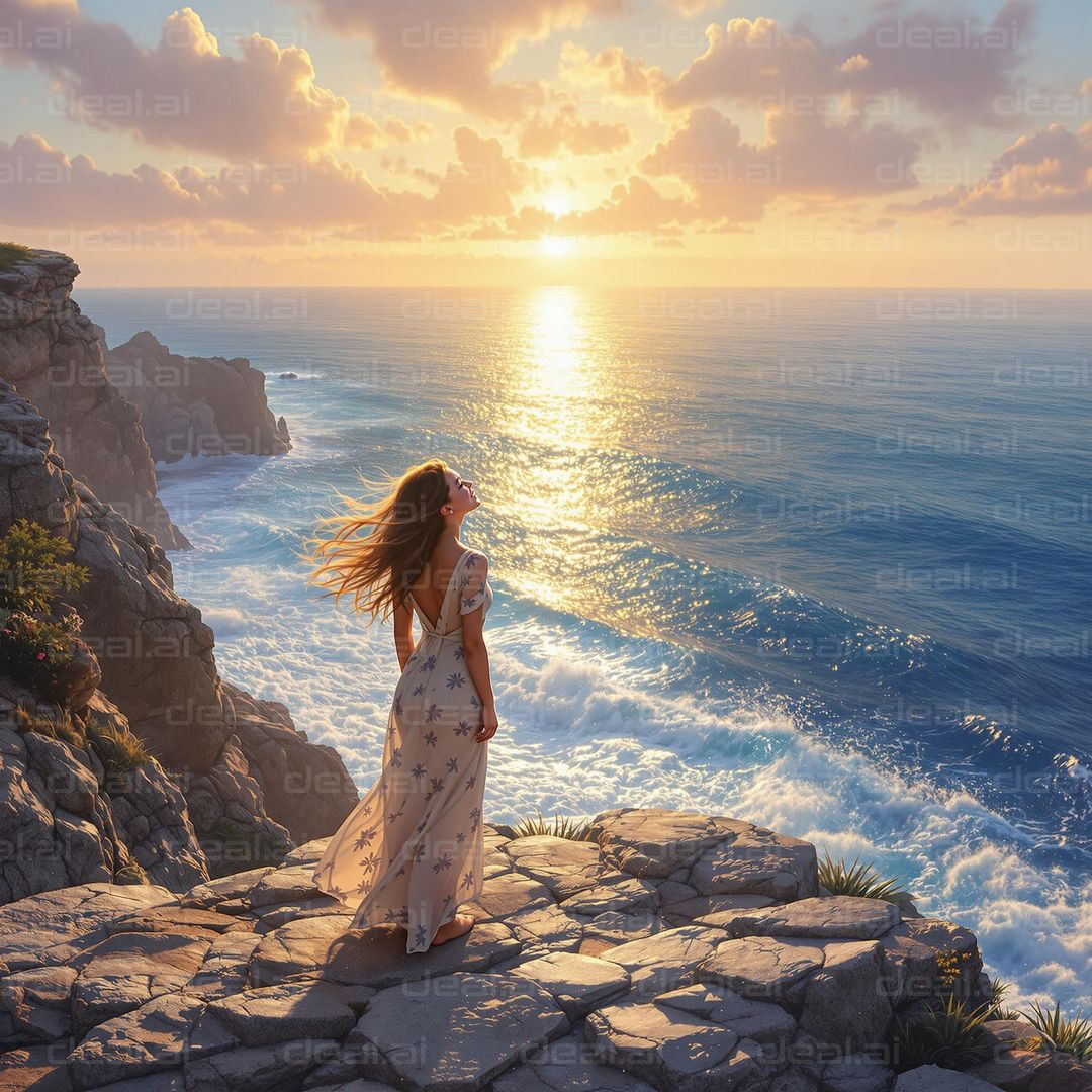 "Sunlit Cliffside Serenity"