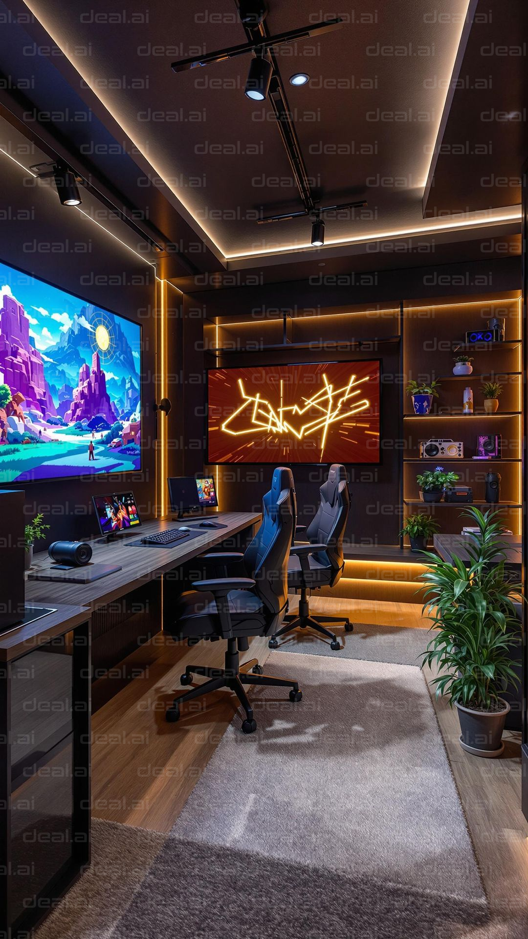 Futuristic Gaming Setup Room
