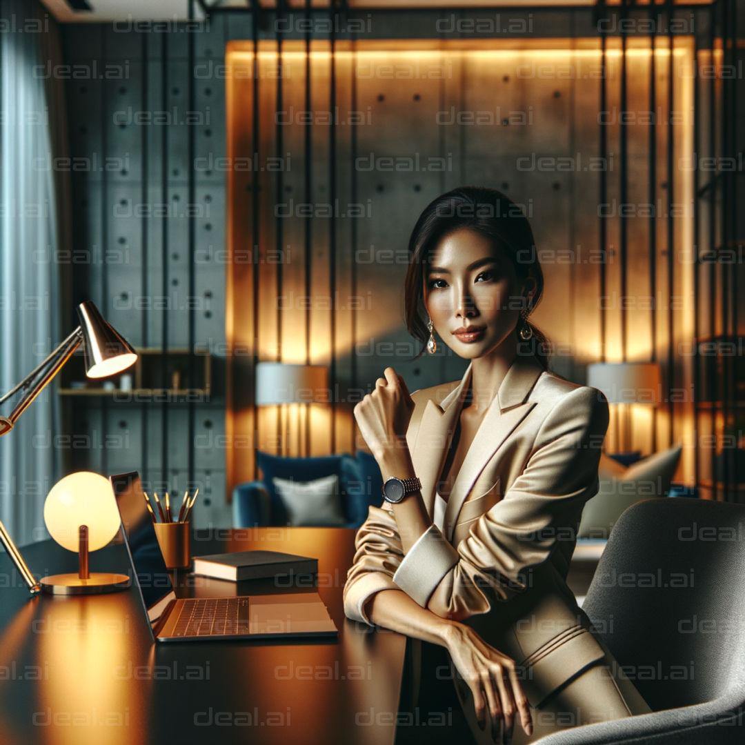 Elegant Woman in Modern Office Setting