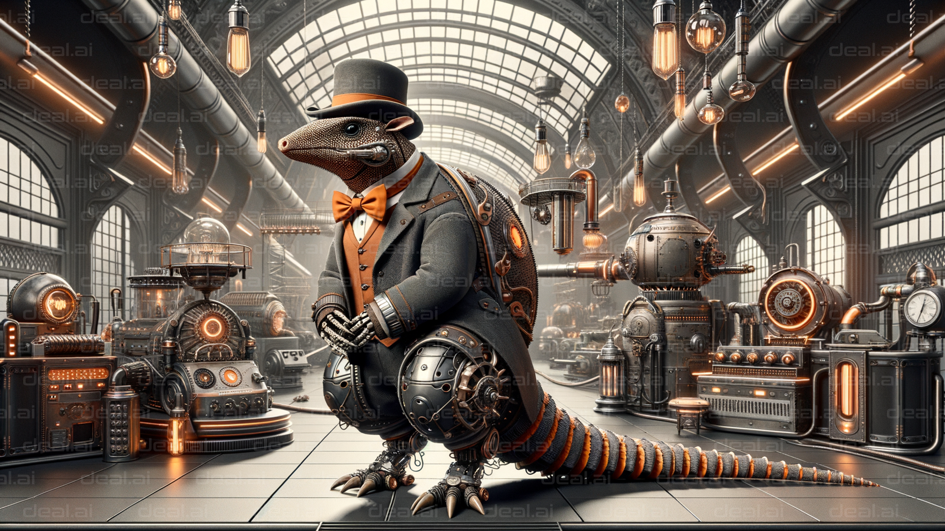 Steampunk Lizard in Victorian Attire