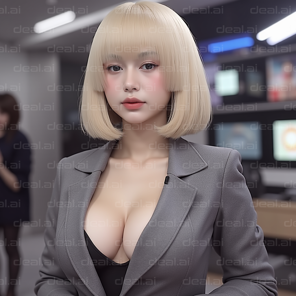 "Blonde Businesswoman in Modern Office"