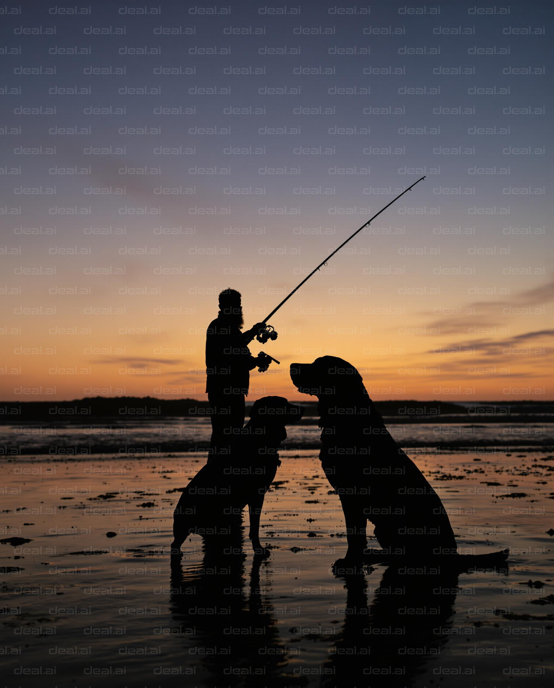 Sunset Fishing with Canine Companions