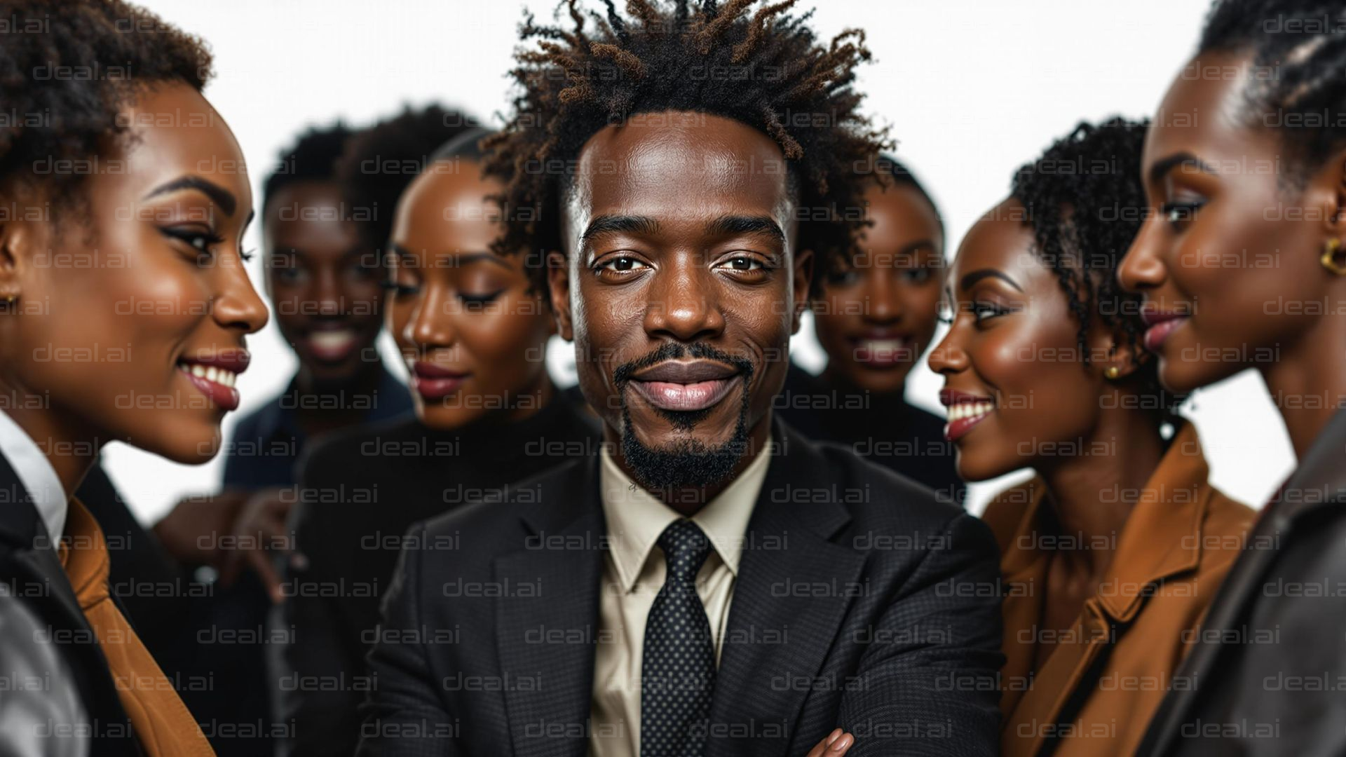 Confident Leader Among Team Smiling