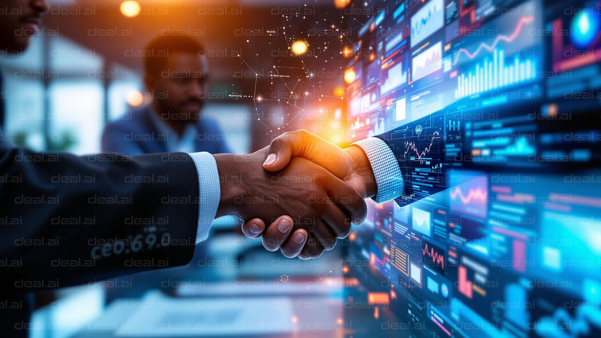 Digital Deal Sealed with Handshake
