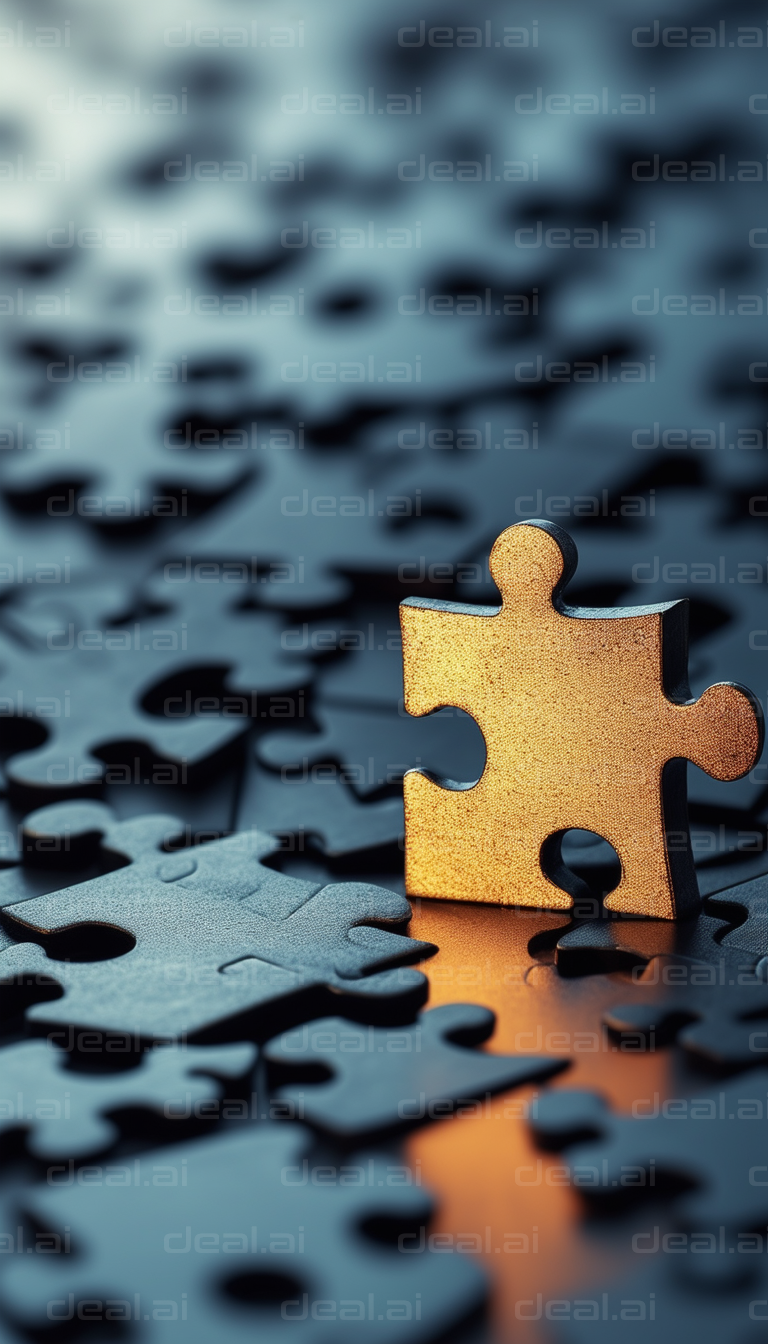 "Golden Puzzle Piece in Focus"