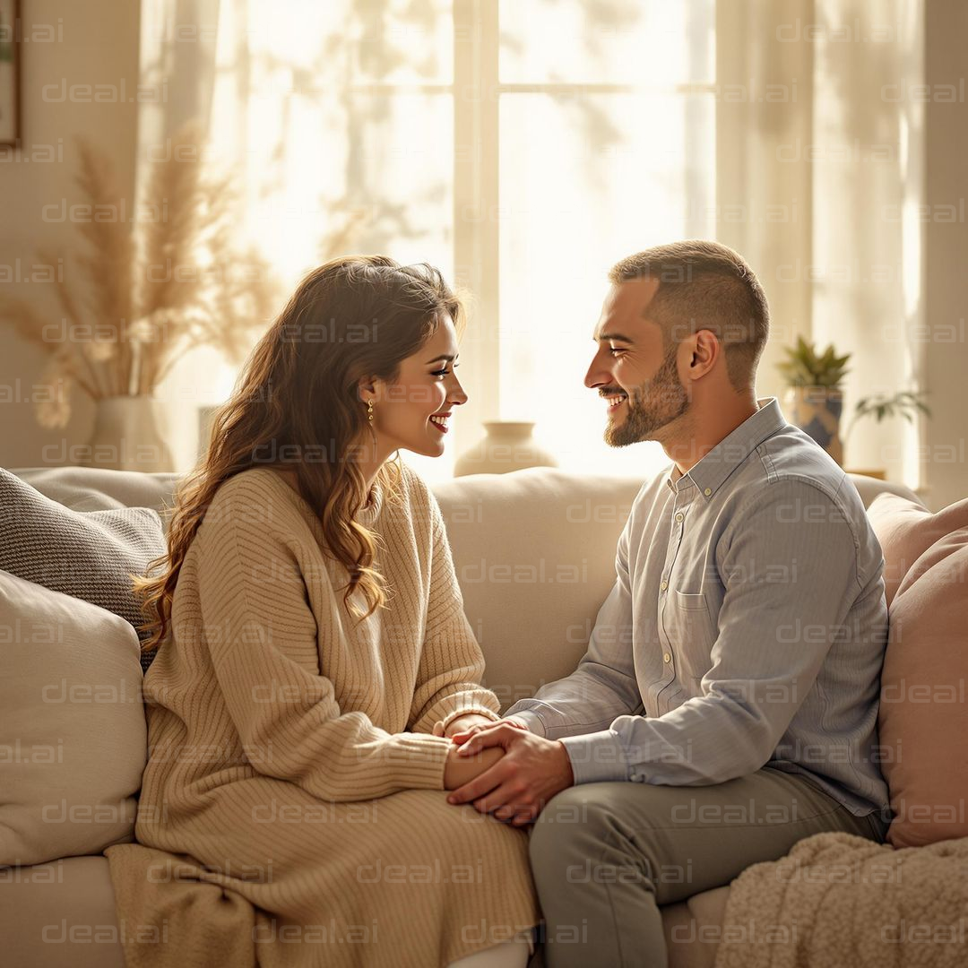 "Smiling Couple Sharing a Moment"