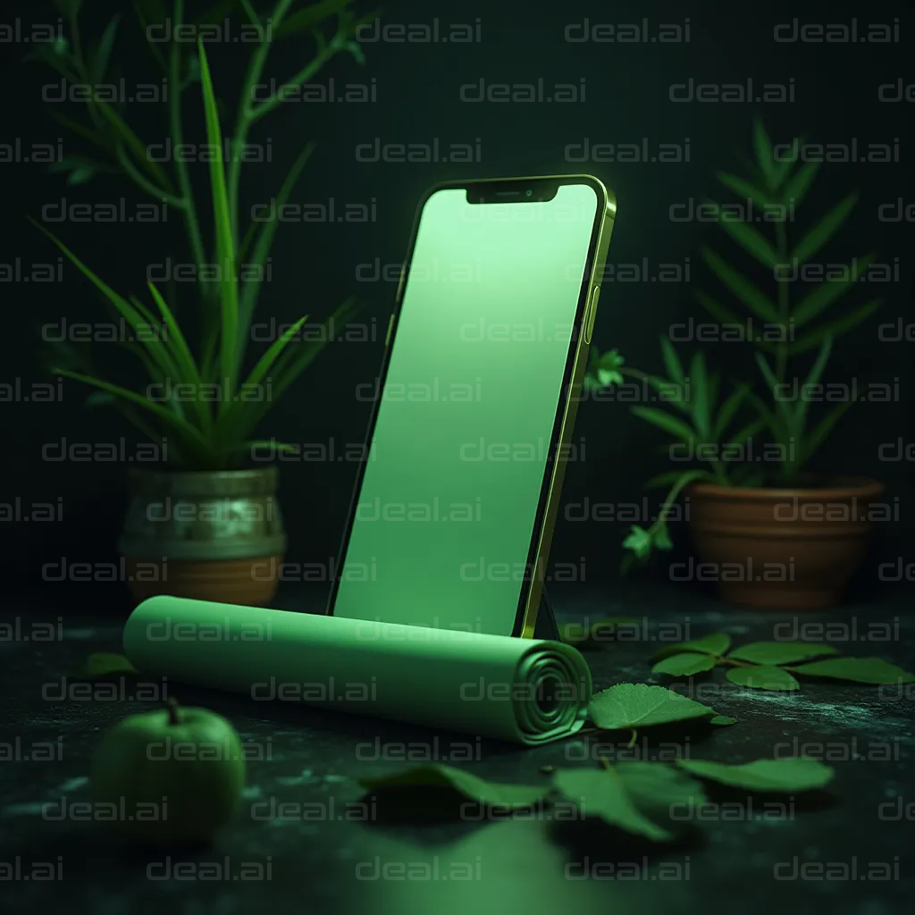 "Tech in Nature's Embrace: A Green Glow"