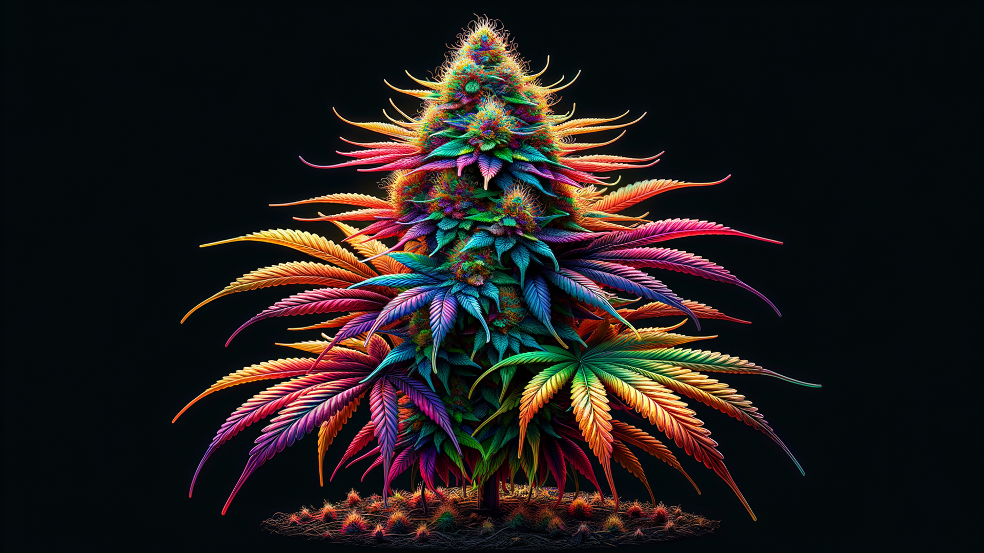 "Vibrant Rainbow Marijuana Artwork"