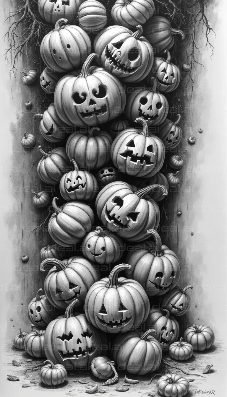 "Tower of Jack-o'-Lantern Pumpkins"