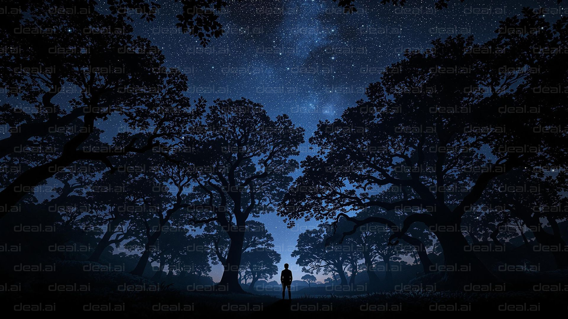 "Starlit Forest Serenity"
