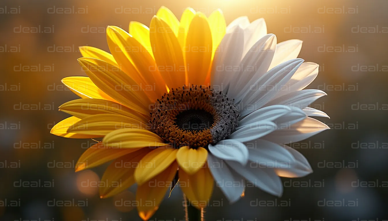"Half-Yellow and Half-White Daisy"