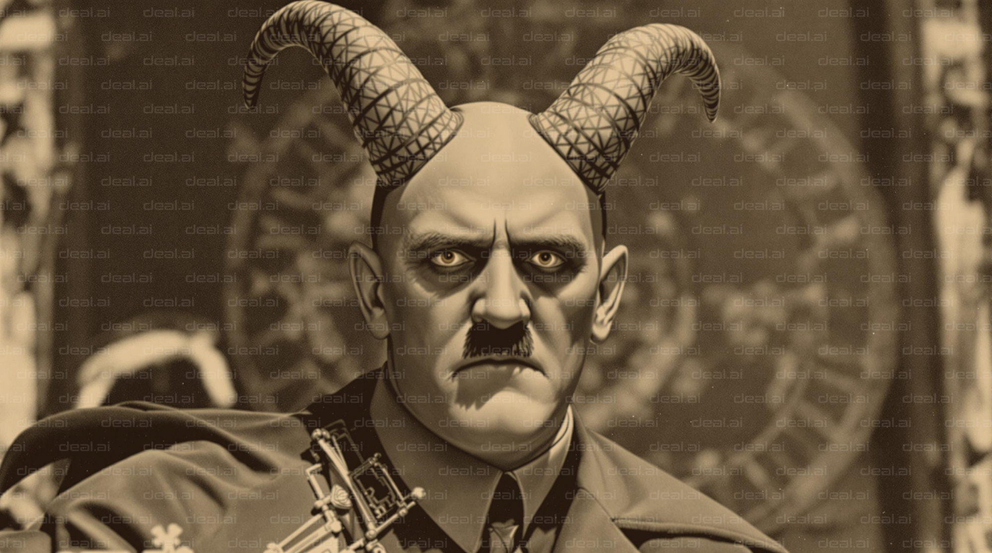 Demonic Portrait in Sepia Tone