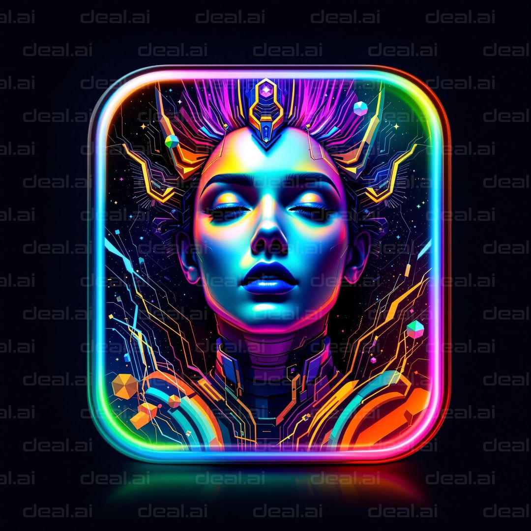 Neon Cyber Dreamscape Portrait