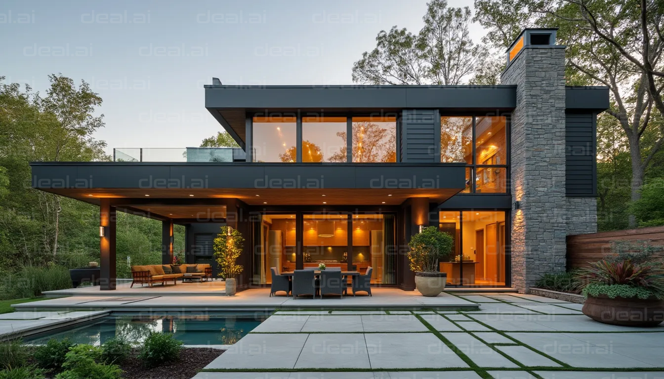 Modern Home at Dusk